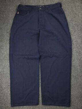 Carhartt FR Pants Mens 38x30 Loose Fit Flame Resistant Canvas Navy FRB159-DNY